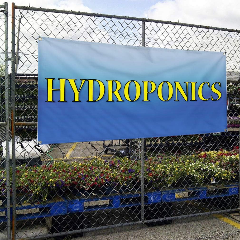 Vinyl Banner Multiple Sizes Hydroponics Restaurant Cafe Bar Restaurant & Food Outdoor Weatherproof Industrial Yard Signs Blue 4 Grommets 16x40Inches