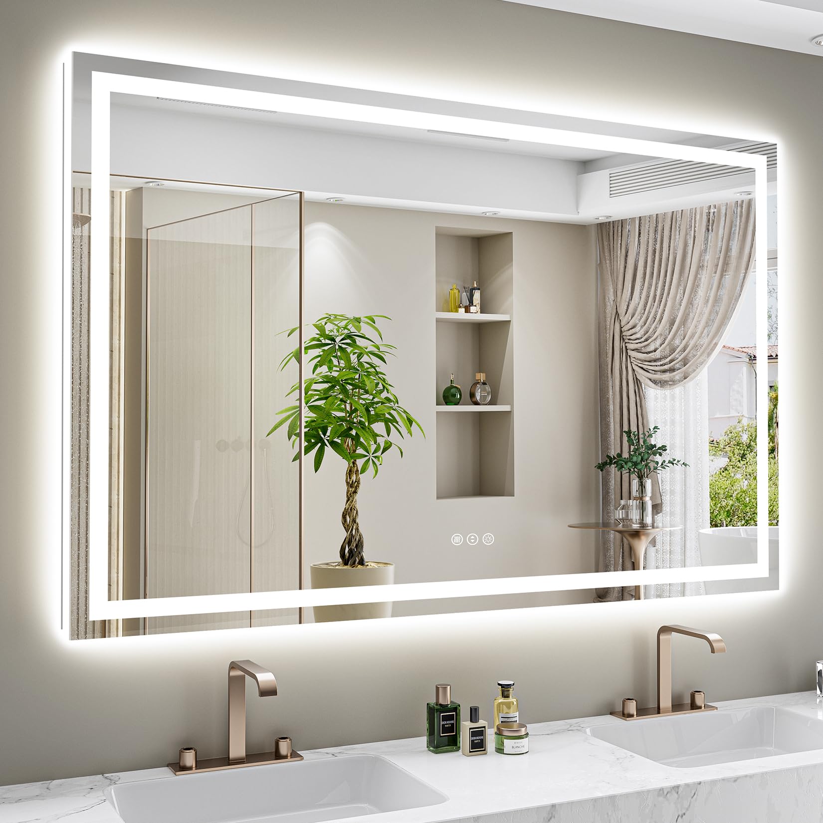 60x48 LED Bathroom Mirror with Lights, Lighted Vanity Mirror