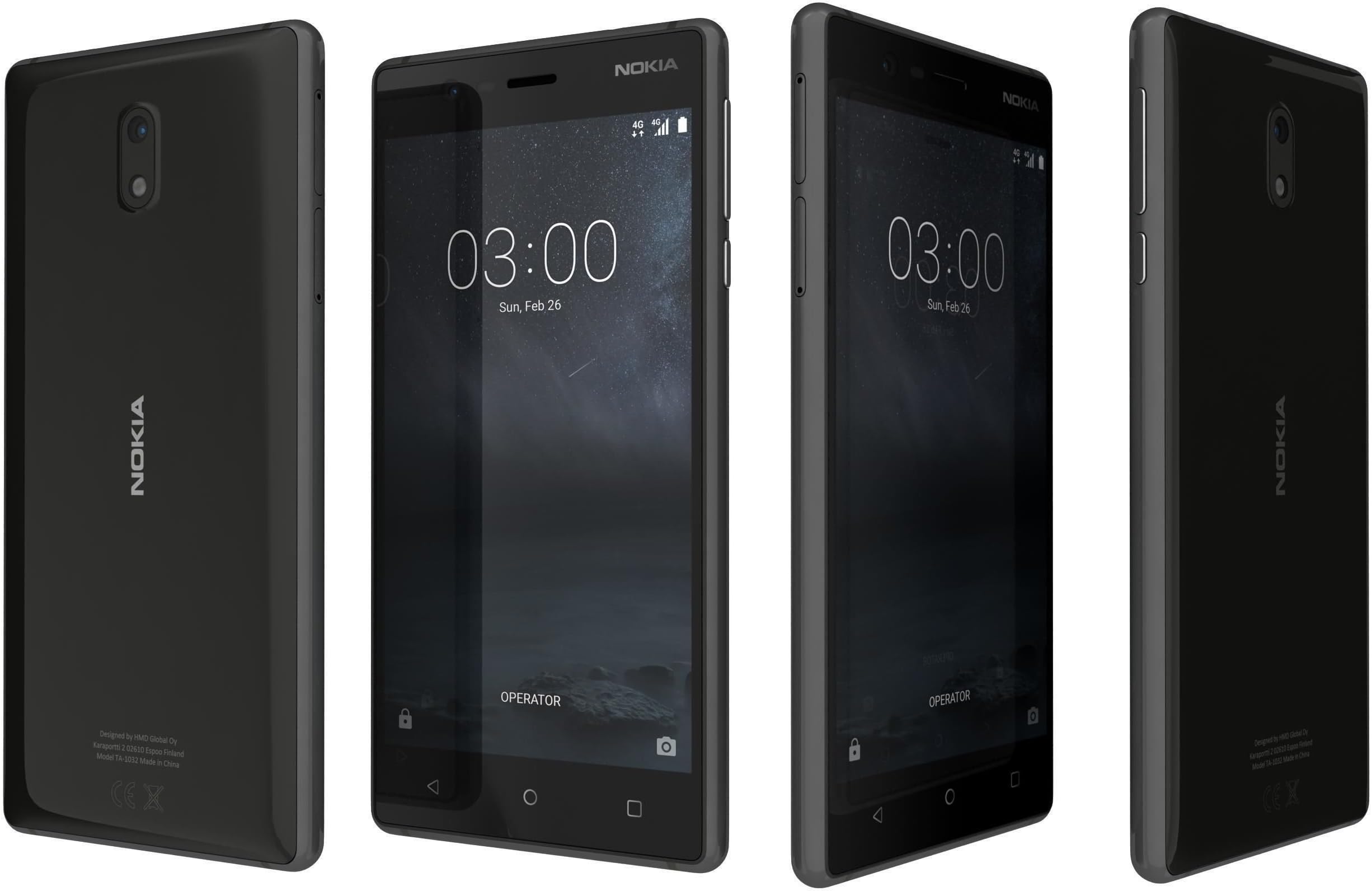 Nokia 3 TA-1032 4G LTE 16GB Dual SIM, 5" GSM Unlocked Smartphone, International Model - No Warranty (Black)