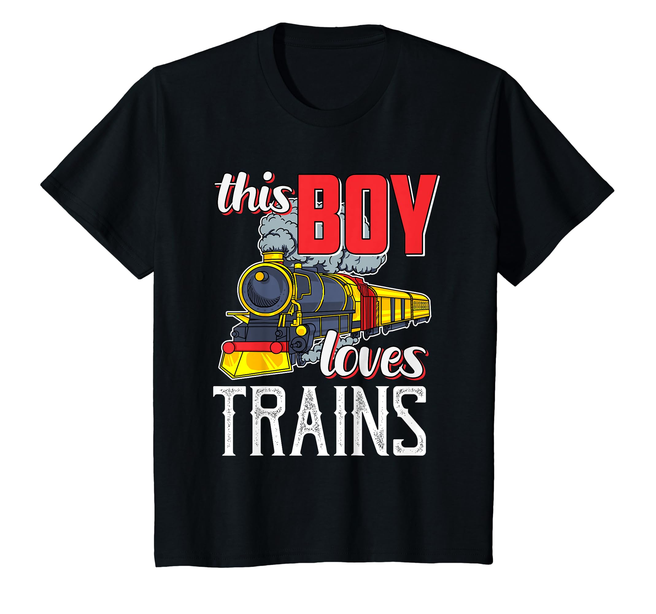 Youth Locomotive Steam Engine Railfan Gift -This Boy Loves Trains T-Shirt