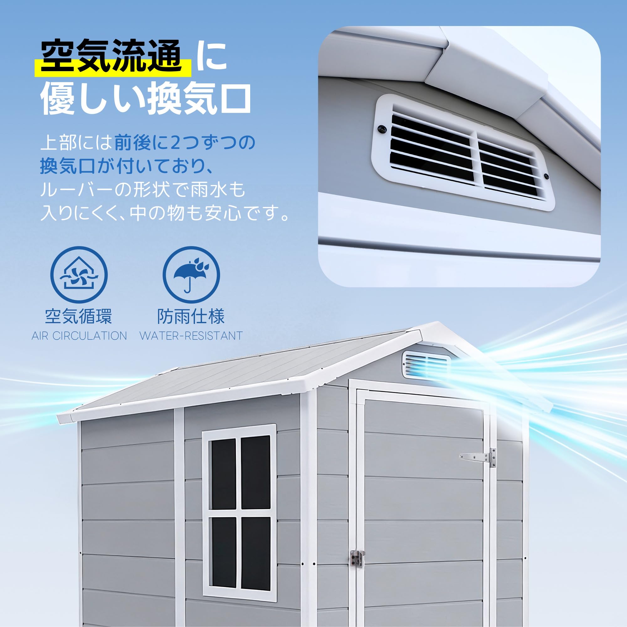 樹脂倉庫 Amazon | PP樹脂製 物置 屋外収納庫 約2449L/3606L 大容量 床板付き
