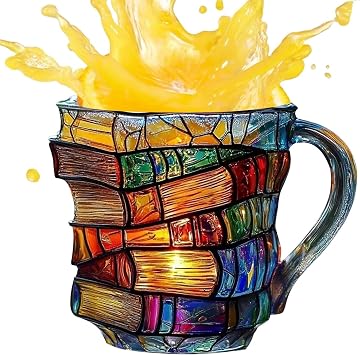 Book Coffee Mug,Stackable Mugs,Creative Painted Books Coffee Cup,Water Mug With Handle,Creative Cup,Aesthetic Drinkware For Kitchen Study Reading Bookstore Collection Cafe Home Bookshelf Break