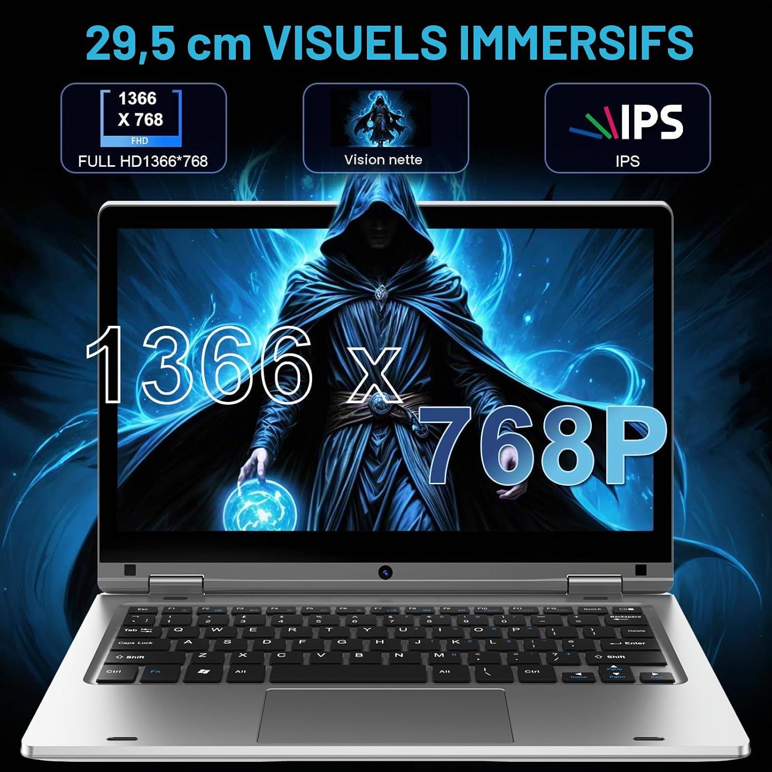 Computer portatile touch pieghevole a 360° - 11.6 pollici, PC portatile 6 GB RAM 128 GB SSD Celeron N4020, schermo IPS 1366 x 768, laptop per studi lavoro tempo libero, computer con pellicola per