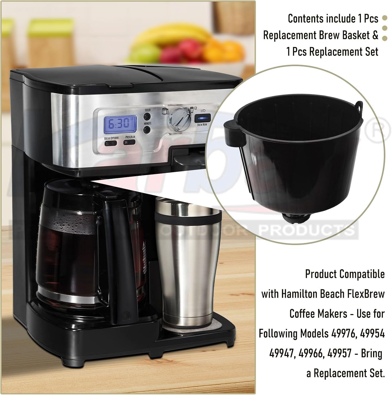 Replacement Brew Basket for H-amilton Beach Flex-Brew Coffee Makers - Use for Following Models 49976, 49954, 49947, 49966, 49957 - Bring a Replacement Set