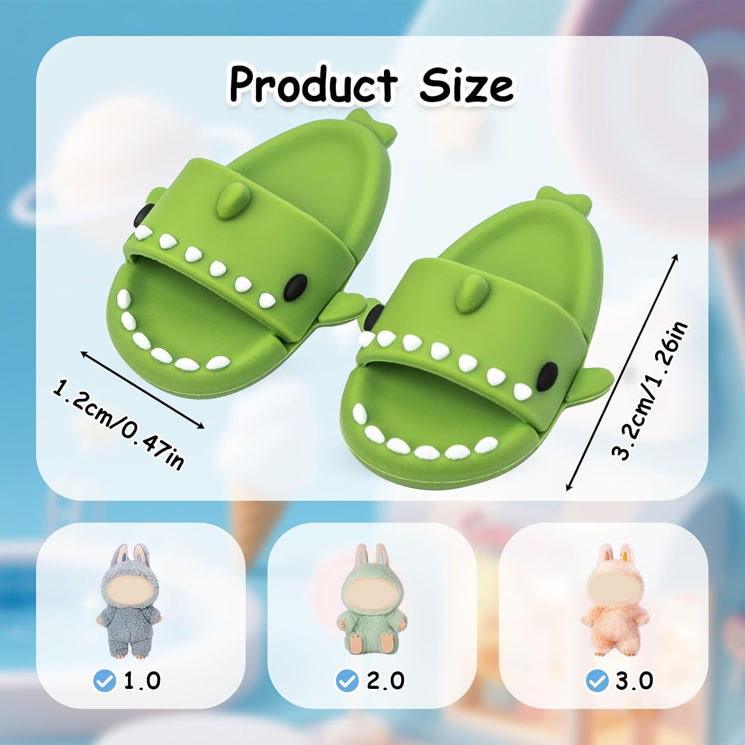 Sandals for Lububu, Open Toe Slippers, Cute Shoes for 17cm Dolls, Green image 4