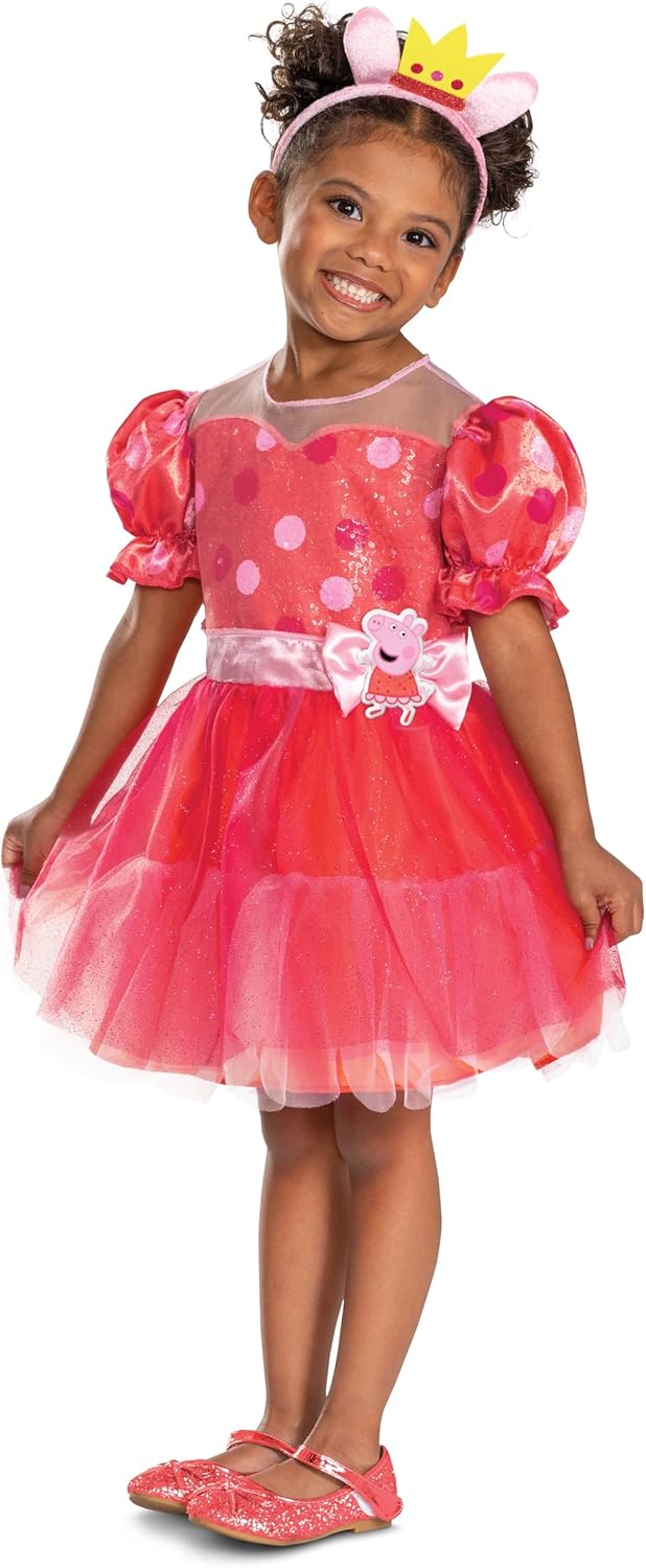 Disguise girls Peppa Pig Toddler Costume, Official 20th Anniversary Peppa Pig Costume With Headband Skirt and Tail