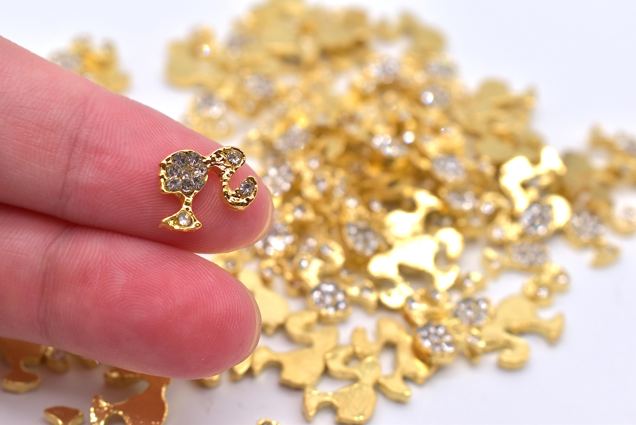 LIFOOST 10pcs 3D Head Nail Charms Cute Nail Charms Kawaii Metal Nail Decorations for Acrylic Nails Gold