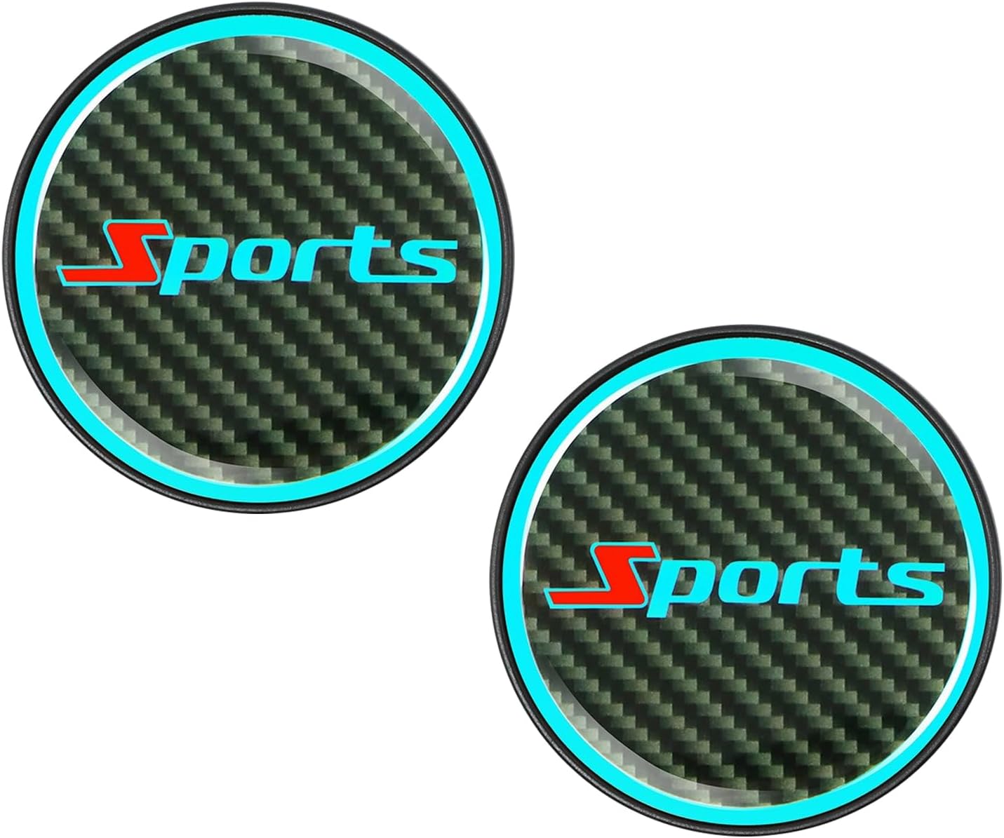 2 PCS Car Cup Holder Coasters, 2.83 Inch Sport Style Anti-Slip Insert Coaster, Waterproof Resistant Cup Holder Mats Pads, Universal for Most Cars and SUVs (Sport Style)