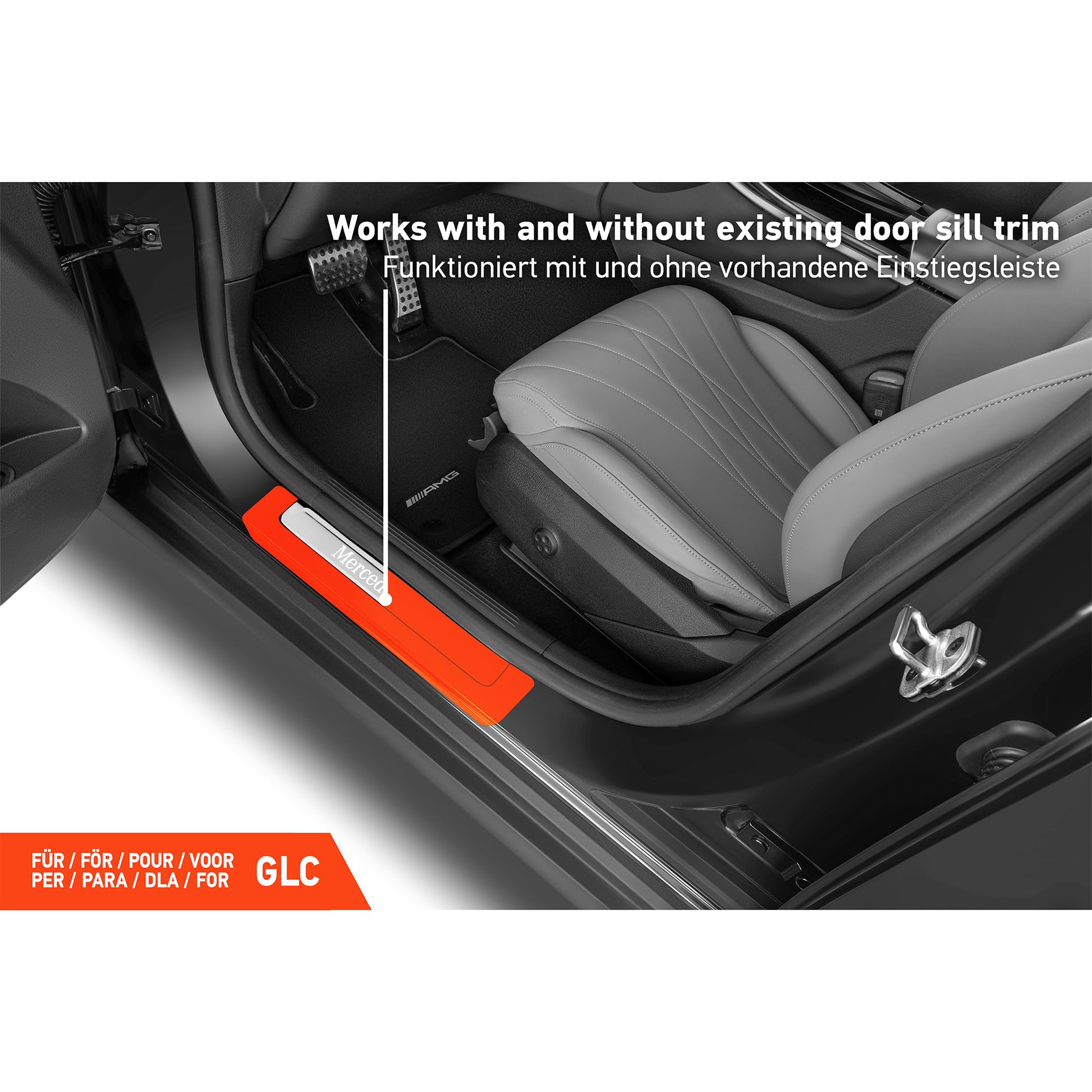 Luxshield folia ochronna progów kompatybilny z Mercedes Benz GLC 2 (II) X254 I 2022-2026 - akcesoria, listwy ozdobne, folia ochronna na lakier - przezroczysty błyszczący