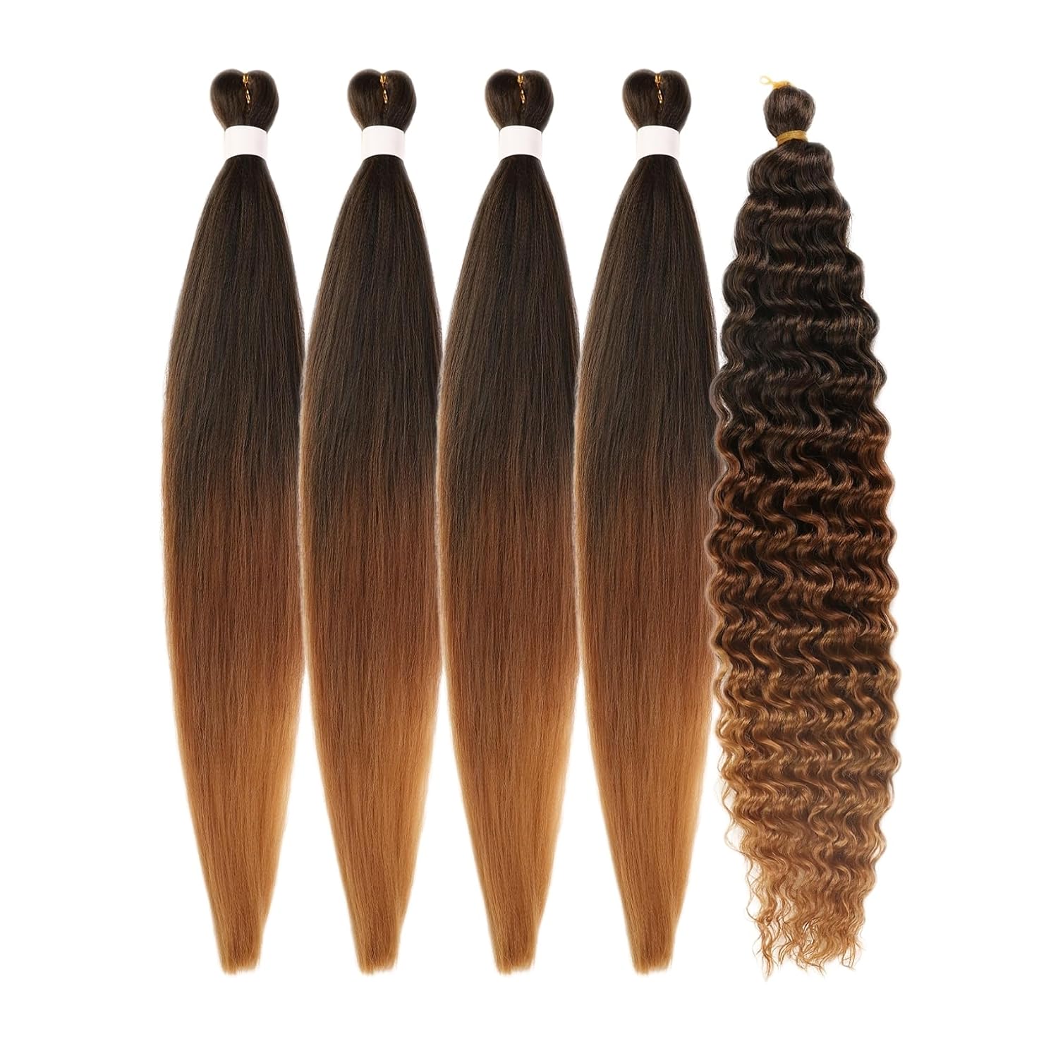 Brown to Honey Blonde Braiding Hair Pre Stretched for Boho Braids Ombre 1B/30/27# Boho Hair for Braiding Bohemian Box Braids Hair (Total 5 Packs)