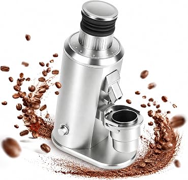 Professional Flat Burr Grinder - 80mm Coffee Grinder for Espresso with Stepless Adjustment, 550W Motor, Adjustable Speed and Magnetic Outlet Chute Silver