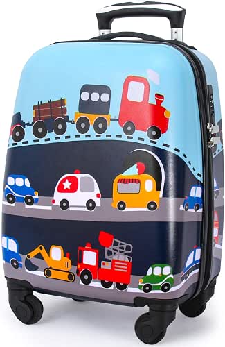 GURHODVO Kids Carry On Luggage Children Rolling Suitcase with 4