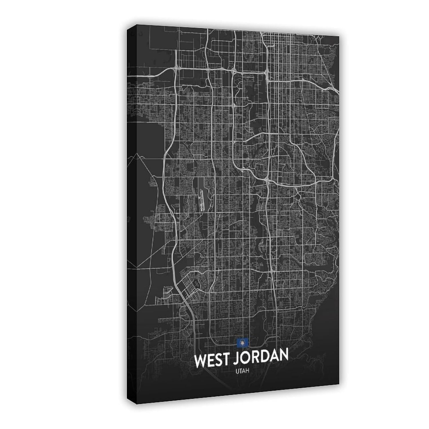 CFIOZYOS Black And White Map West Jordan UT Cityscape Poster Landscape Artwork Living Room Prints for Bedroom Frame 20x30inch(50x75cm)