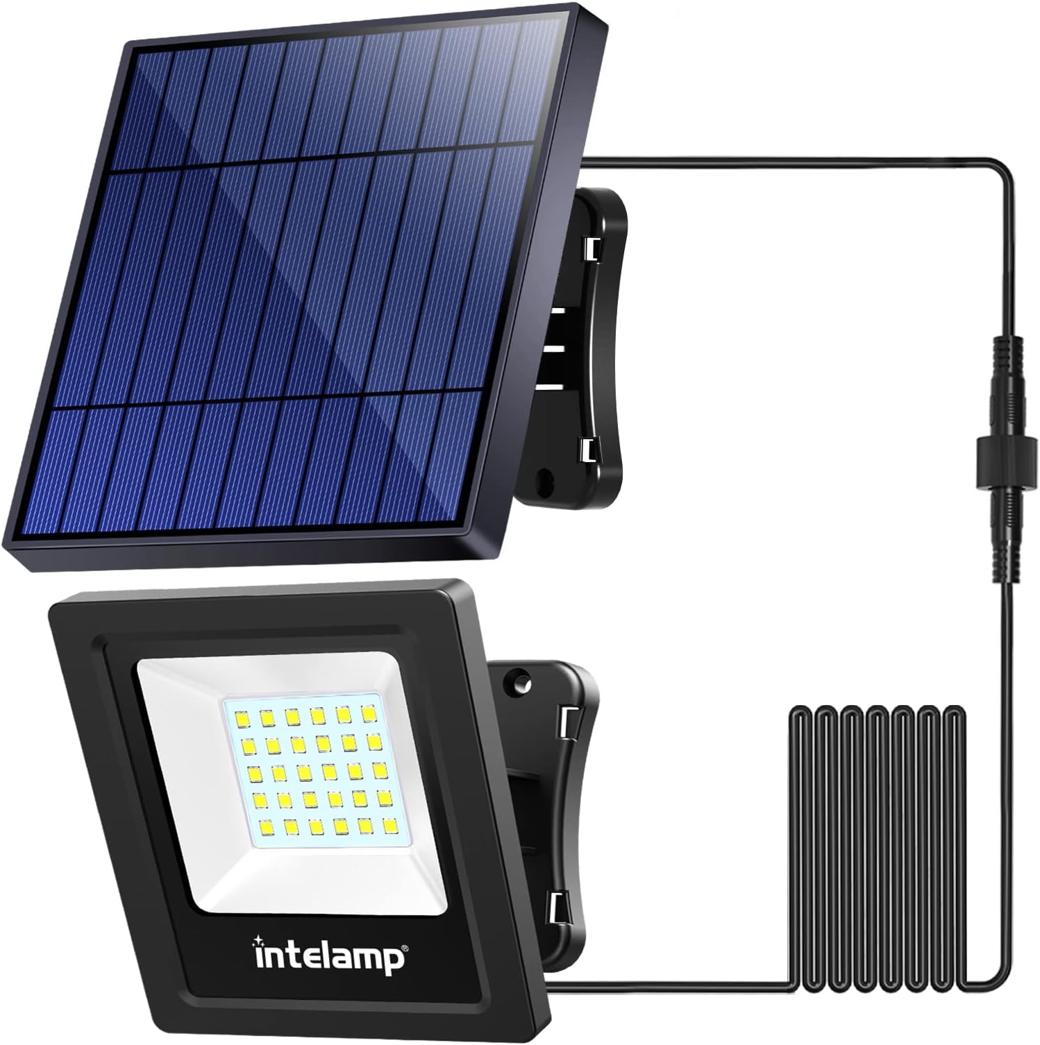intelamp Solar Light Outdoor,12000mAh 2000LM Solar Motion Sensor Flood