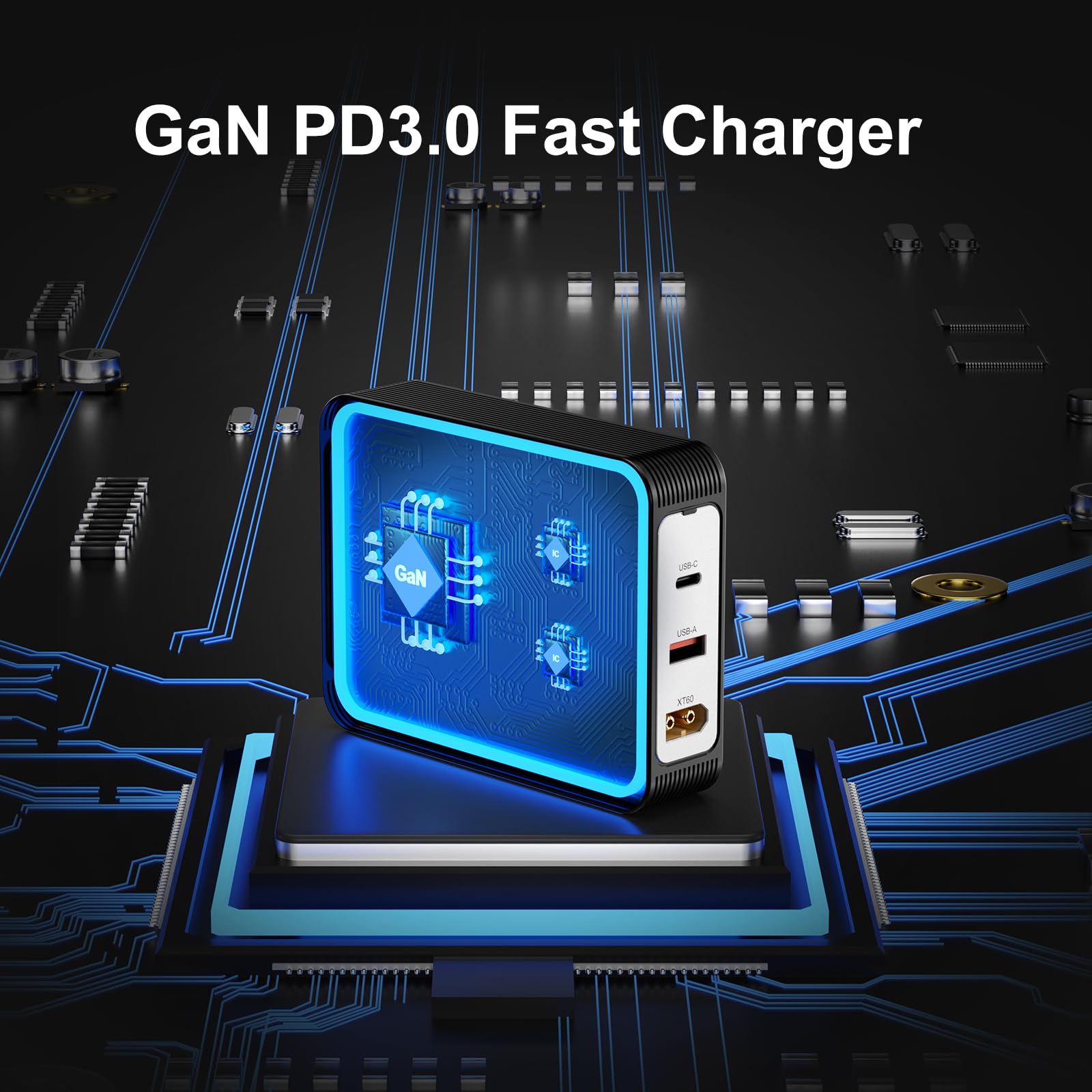 Chargeur d'ordinateur Portable King Ma GaN HP pour HP Omen 15/16/17 Chargeur Portable à 3 Ports Station de Recharge USB Rapide pour Ordinateurs Portables de Jeu et d'ingénierie
