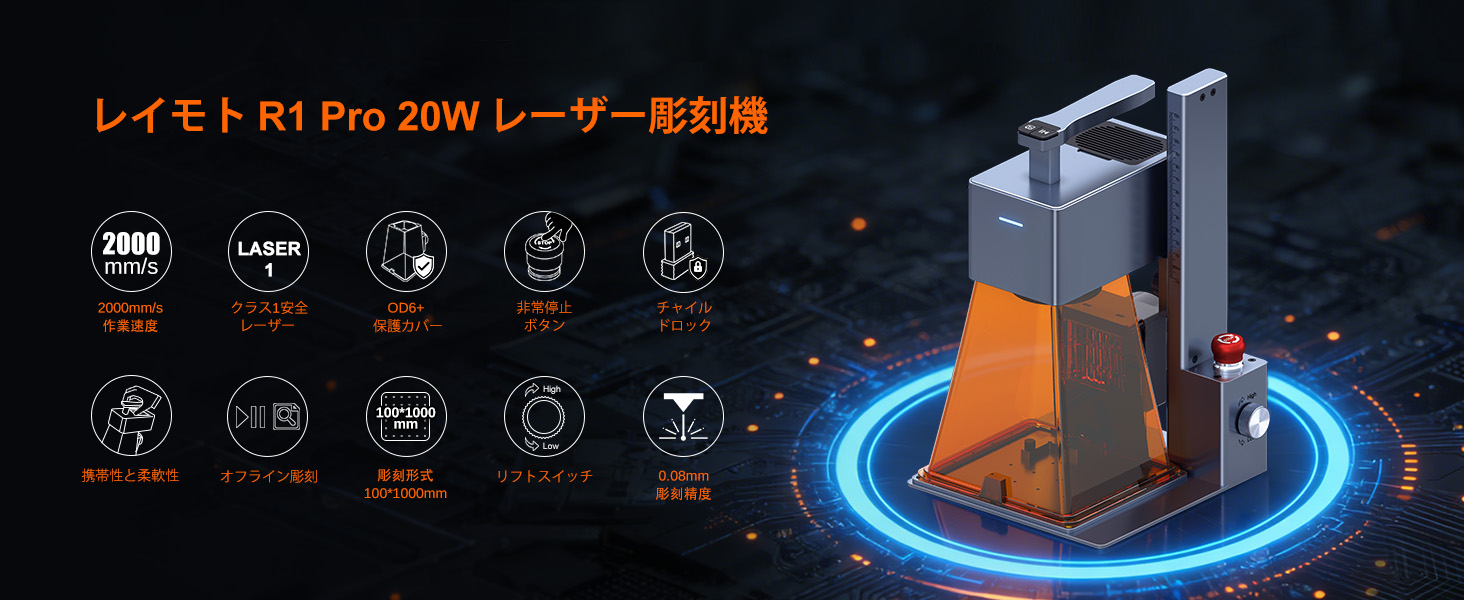 Amazon | R1 PRO 20Wレーザー彫刻機、ポータブル小型レーザー彫刻機