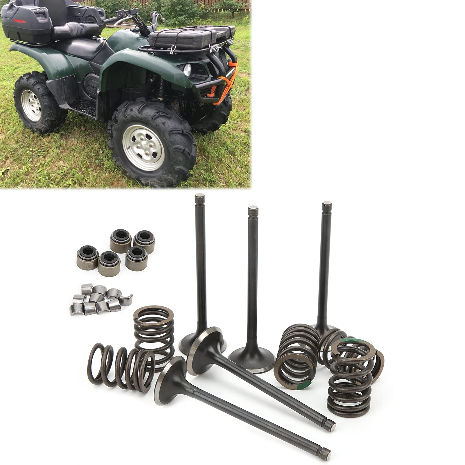 Kit Valvola di Scarico Aspirazione Cilindro in Acciaio Installazione Rapida per GRIZZLY 660 YFM660F 4WD 2002‑2008