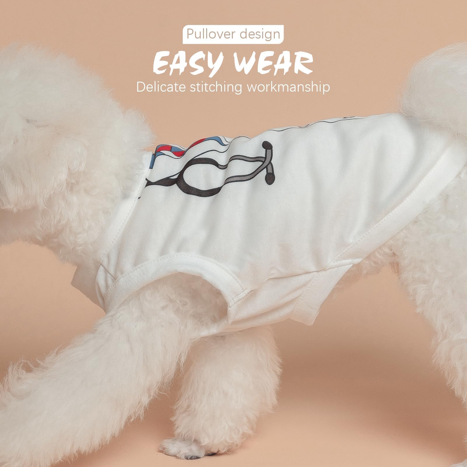 BINGPET Camiseta para perro, con bonito disfraz de médico, camisetas elásticas para perro, chaleco ligero sin mangas, sudadera suave y transpirable para cachorros, ropa para perros pequeños y medianos