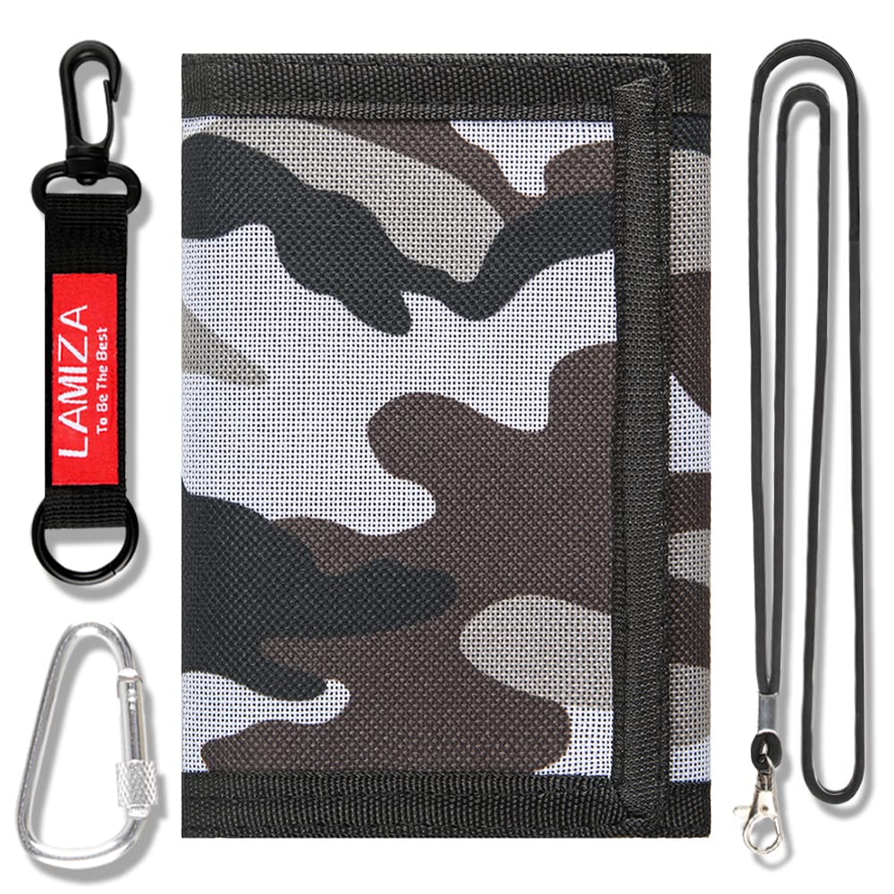 Kids Wallet for Boys Girls Teens Trifold, Canvas Toddler Wallet for Boys, Cute Zipper Wallets Youth with Coin Pocket and Card Holders, Novelty Wallets for Childrens Birthday Gifts (Camo grey02 suit)