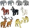 11 Piece Animal Mini Figures Building Blocks Set Jungle Zoo Animal Building Block Kit with 4 Elephants 2 Elk 2 Camel 3 Horse DIY Animal Figures Building Blocks Model Compatible with L