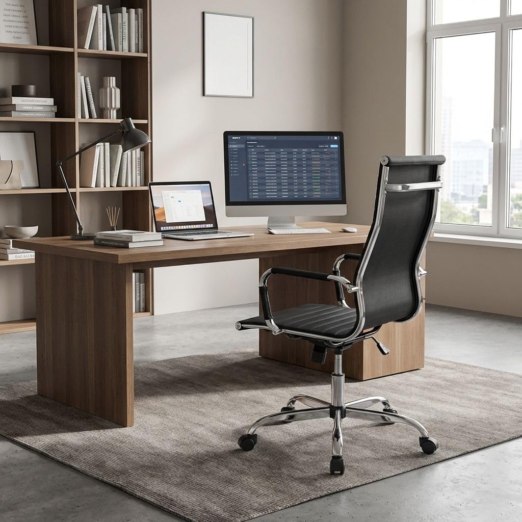 HEMAX Poltrona Direzionale Helsinki con Seduta Ergonomica Regolabile, Sedia | Sedia da Ufficio, Seduta Ergonomica Regolabile, Professionale per Studio e Lavoro, Design Elegante in Tessuto Tecnico