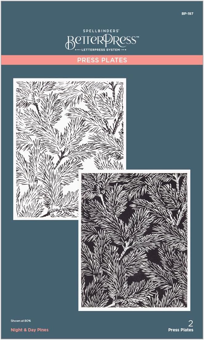 Spellbinders BP-197 Night & Day Pines Press Plates from The Home for The Holidays Collection