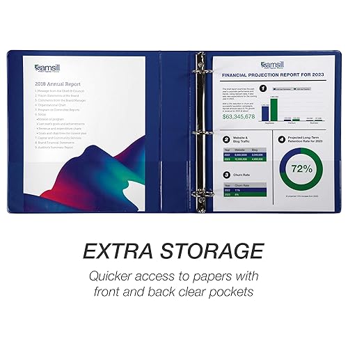 Vista 268 de Samsill (MP128567) - Carpeta de 3 anillos redondos de 2 pulgadas, fabricada en los EE. UU., con cubierta transparente personalizable para insertos