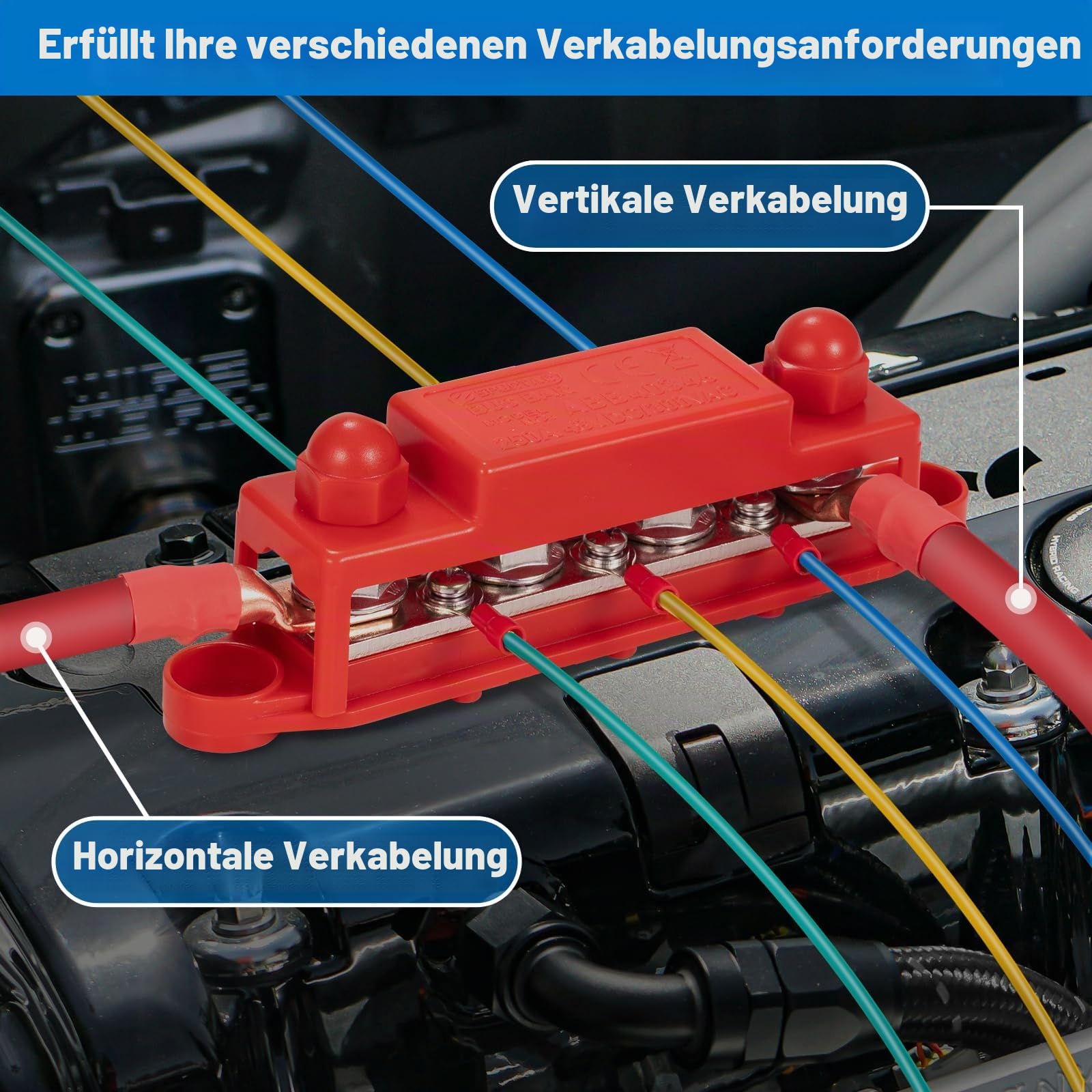 Spurtar Sammelschiene Busbar 250A 12-48V Verteilerblock Batterie Stromverteiler mit 4x M10 und 6x M4 Schraubklemmen für KFZ LKW Wohnmobil 16,5 × 3,4 × 4,8 cm – Nicht für enge Räume geeignet
