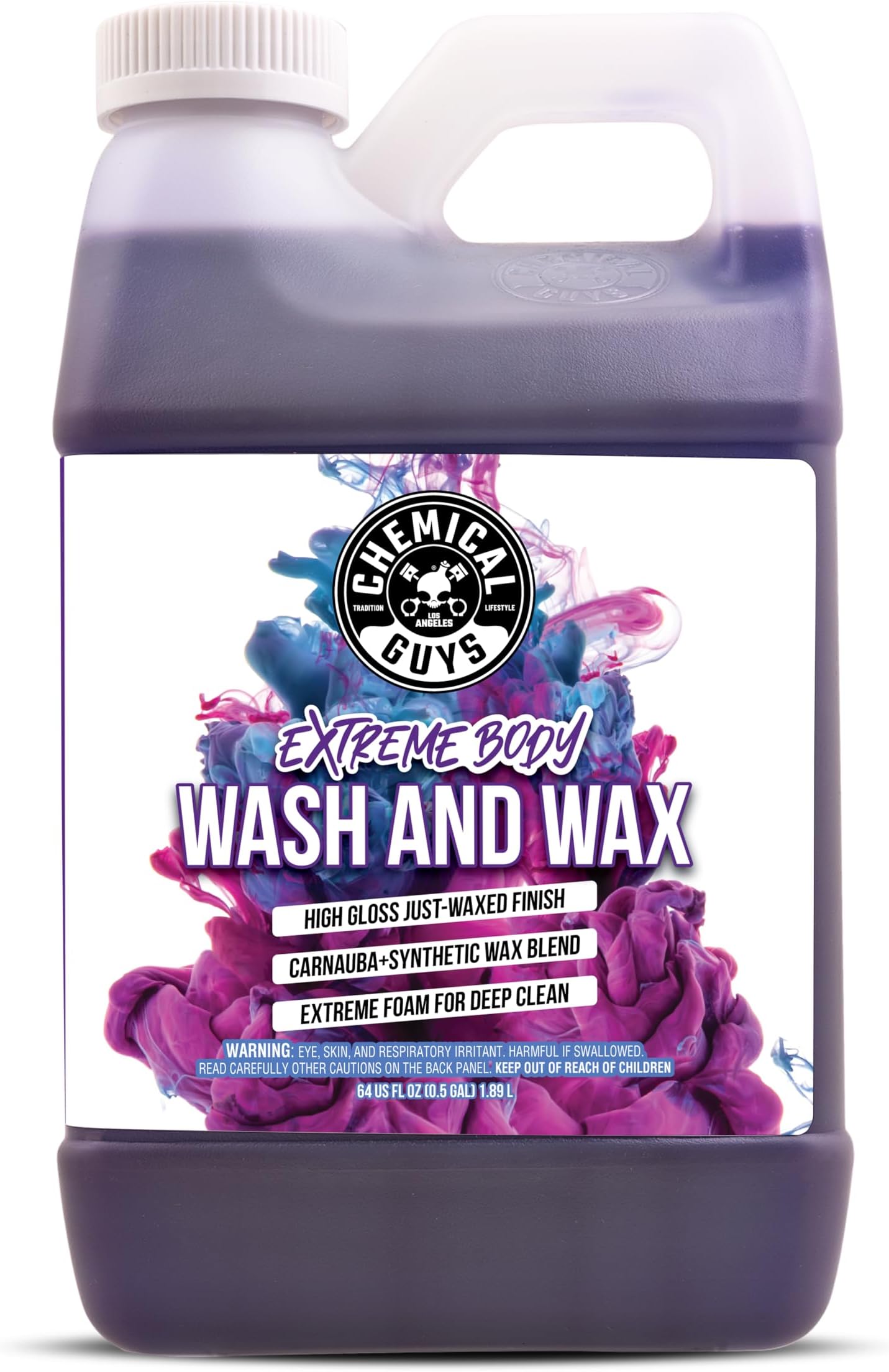 Extreme Bodywash & Wax Foaming Car Wash Soap - Soap for Foam Cannons, Foam Guns, or Bucket Washes for Cars, Trucks, Motorcycles, RVs, and More, Grape Scent - 64 oz (Half Gallon)