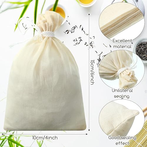 Miniatura 2 de Boao 100 bolsas de filtro de té para colar, bolsas de té reutilizables de tela de queso, bolsas de té para té suelto, bolsas de té vacías, bolsas de