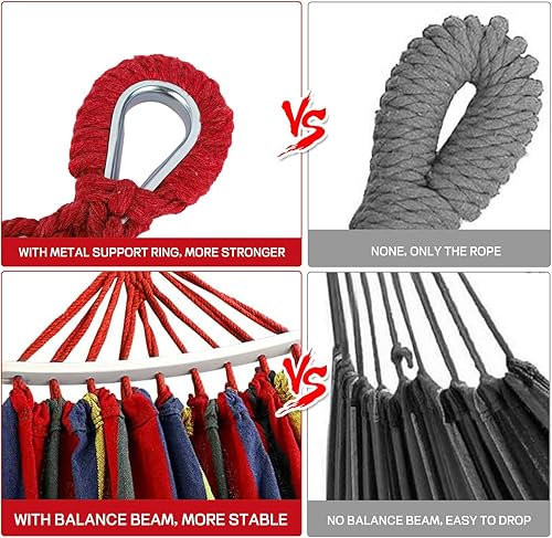 Miniatura 4 de BieAziton Hamacas duraderas con capacidad de 660 libras, accesorios de equipo de senderismo esenciales para camping, 2 correas de árbol y