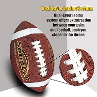 Senston Amerikai Futball Labda 5-ös Méret, Tartós Műbőr Borítás, Puha Fogású, Fiataloknak, NFL Stílusú, Barna 4