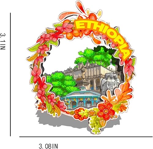 Miniatura 3 de Imán de Etiopía Etiopía para nevera de madera 3D Monumentos de viaje coleccionables, recuerdos, decoración hecha a mano -691