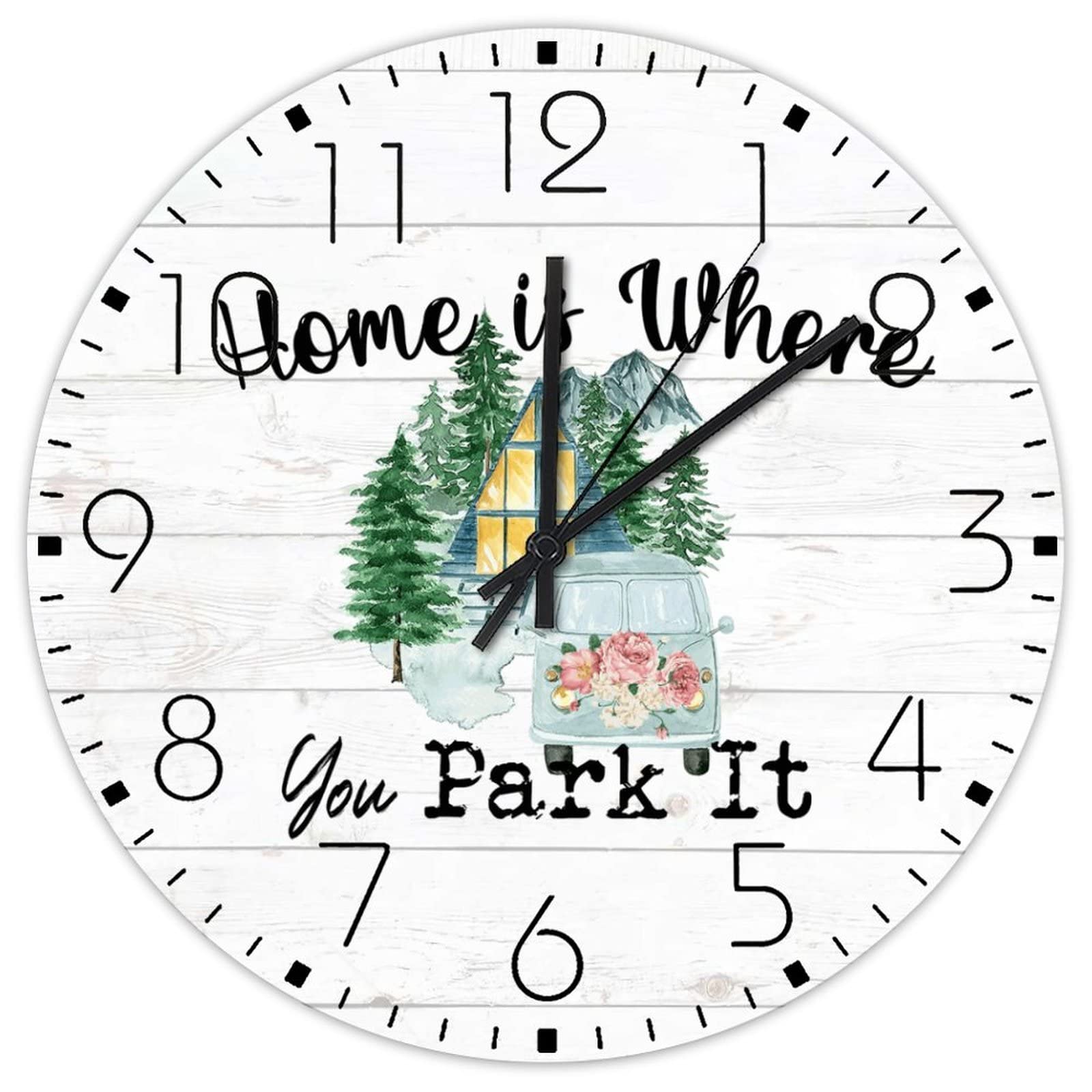 Horloge murale silencieuse pour camping-car et déco aventure nature