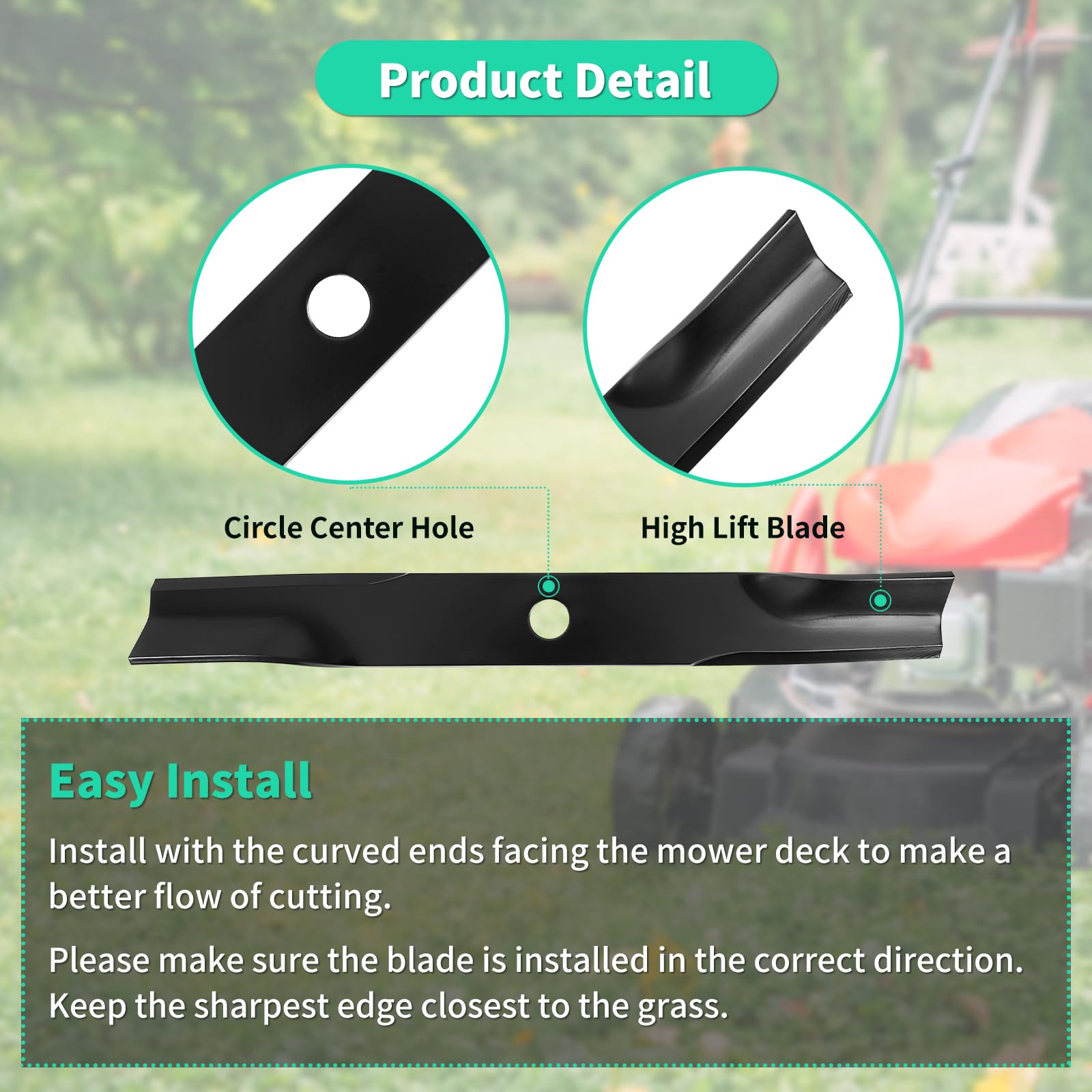 1759055 Cuchillas de alta elevación compatibles con cortacésped de cubierta de 48 pulgadas ZT2348 2691319-00, cuchillas de corte de césped de repuesto para Sna pper Simp licity 1757303