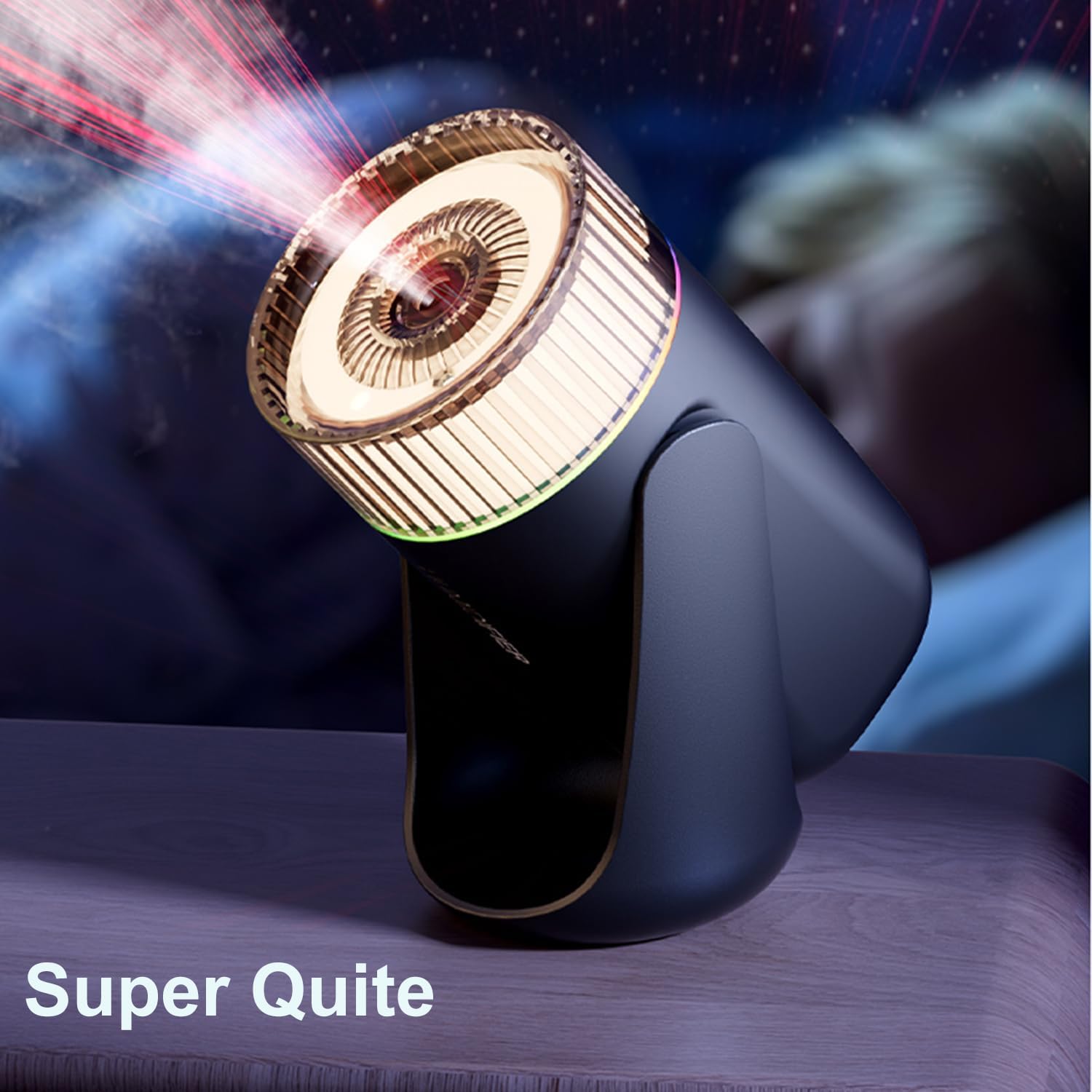Mini Humidifier with LED Starry Sky Projector, 2 Mist Modes, Silent Operation, USB Powered (black)