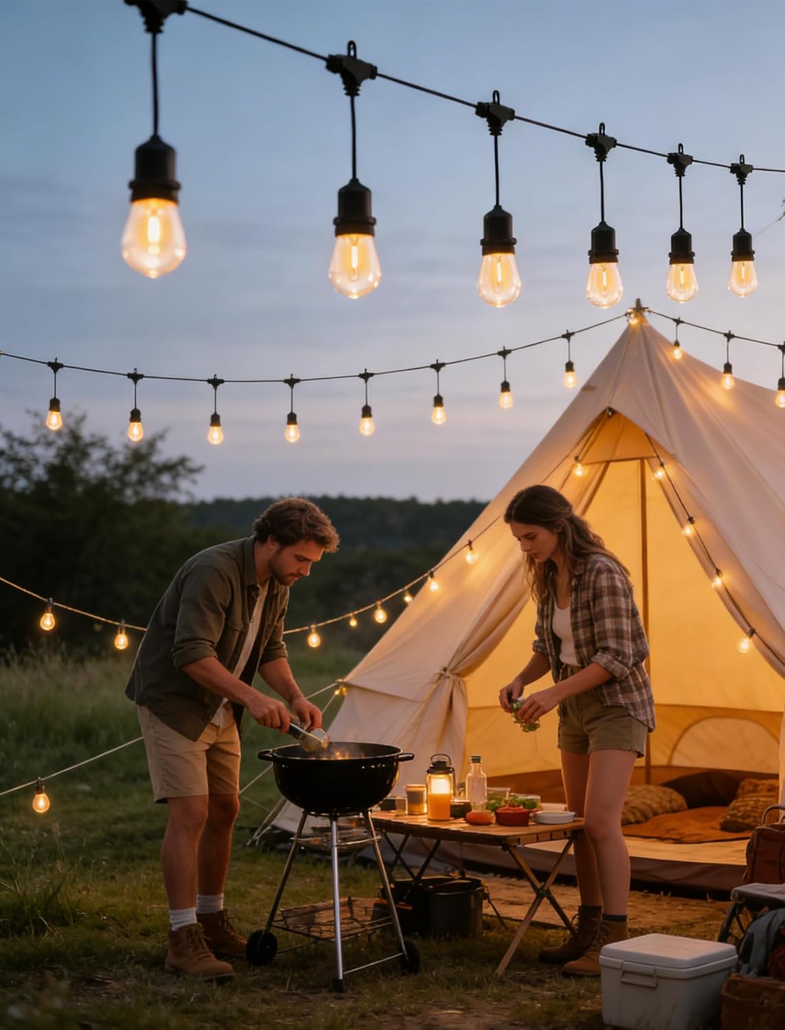 Outdoor String Lights 30FT, Patio Lights Outdoor Waterproof, Plug-in Hanging Lights with Shatterproof LED Bulbs, 2700K Warm White, E12 Connectable Lights for Porch Backyard Balcony Gazebo