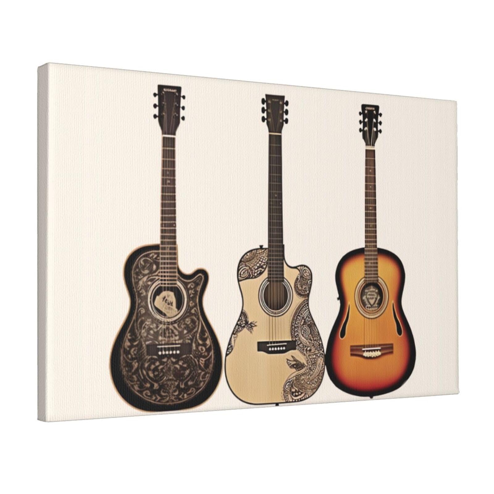 KLOPH Guitar Canvas Wall Art for Living Room 12"x18" Modern Artwork Painting for Bathroom Hanging Canvas Prints Aesthetic Wallart for Bedroom Kitchen Office Wall Decor