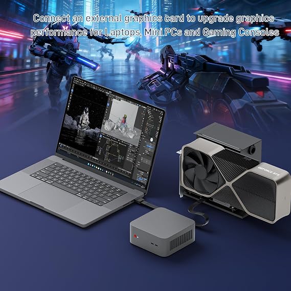 OwlTree PCIe 4.0 x4 64Gbps eGPU External Graphics Cards Dock, with OCuLink SFF-8612 8311 to PCIe x16 and SFF-8611 Male Cable 50cm, Supports GPU Laptop MIni PC Standard ATX Power Supply