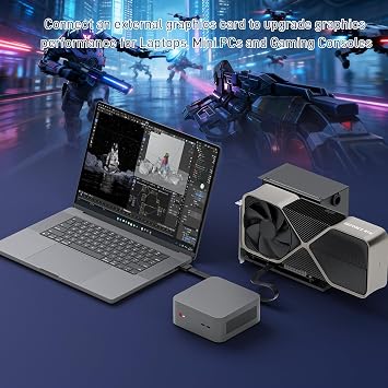 OwlTree PCIe 4.0 x4 64Gbps eGPU External Graphics Cards Dock, with OCuLink SFF-8612 8311 to PCIe x16 and SFF-8611 Male Cable 50cm, Supports GPU Laptop MIni PC Standard ATX Power Supply