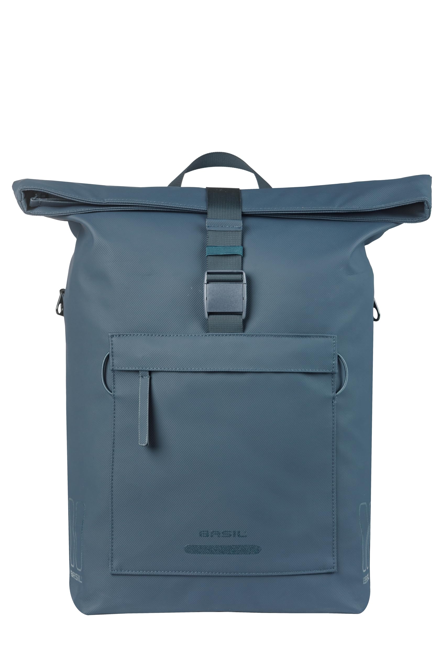 Basil Brooklyn Pojedyncza torba rowerowa, na bagażnik, wodoszczelna, 17 l, z kieszenią na laptopa, odblaskowa, wykonana z materiału z recyklingu, haczyki MIK, 32 x 14 x 40 cm, niebieska