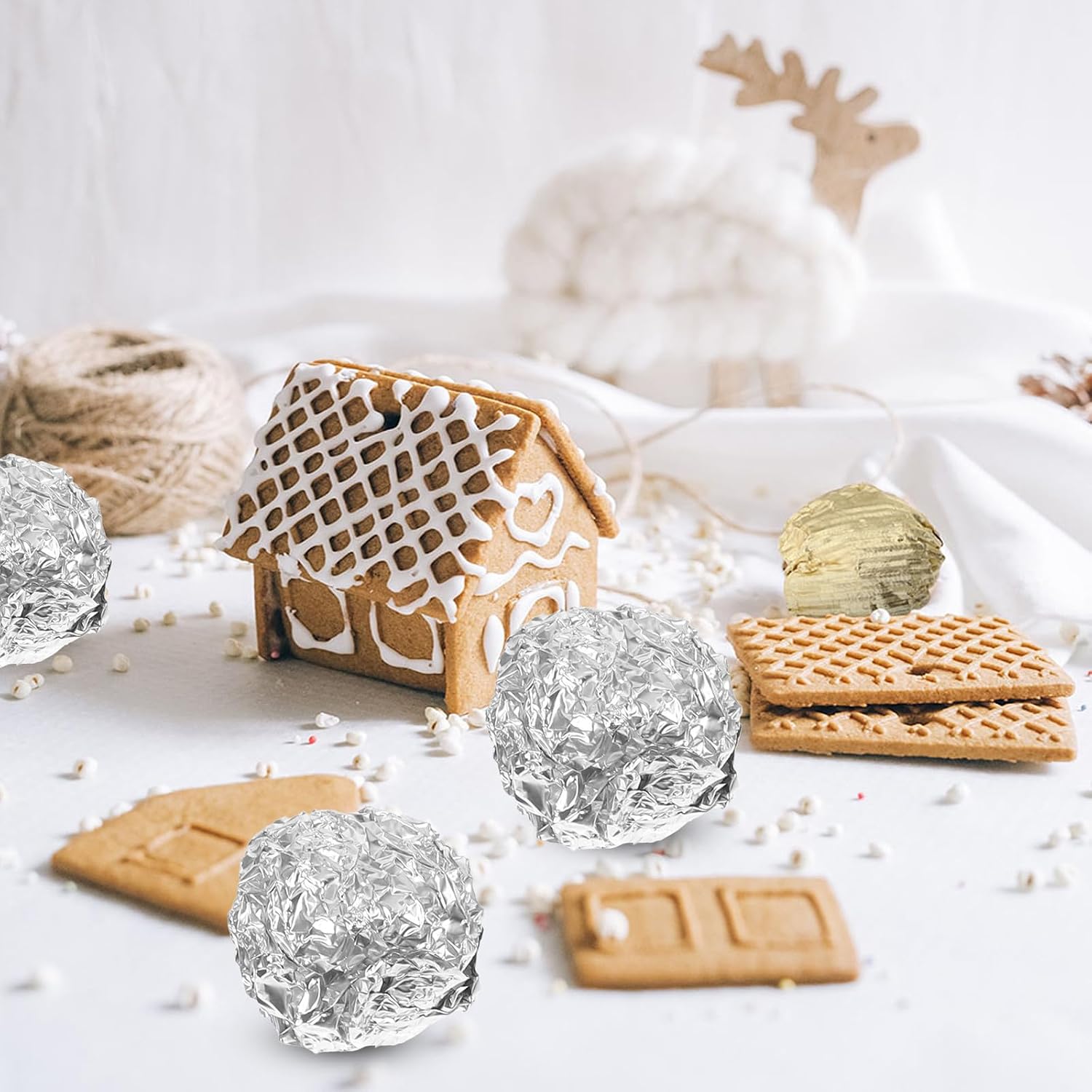 LIFKOME Silver Aluminum Foil Candy Wrappers Easy to Use Chocolate 200pcs for Convenient Foil Papers Confections for DIY Chocolate and Food Wrapping