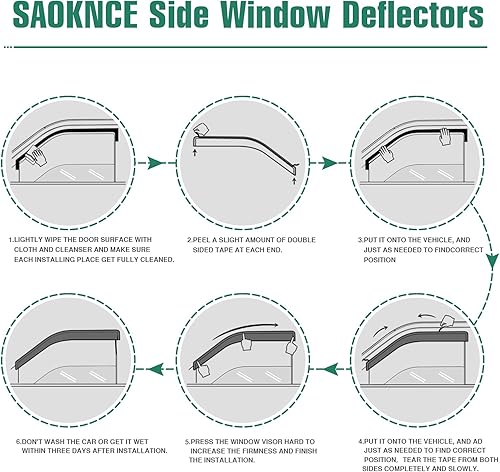Miniatura 6 de SAOKNCE 4 protectores de lluvia extra duraderos para Volkswagen Jetta 2019-2022, deflectores de ventana, viseras de ventana (negro ahumado) 94767