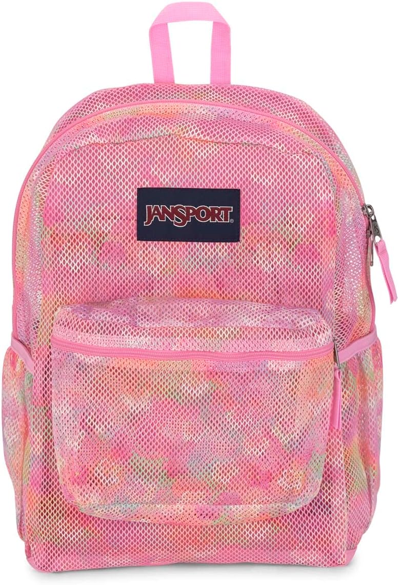 JanSport Eco Mesh Pack - See Through Backpack Ideal for School, Work, Travel, or Beach Outings, Neon Daisy