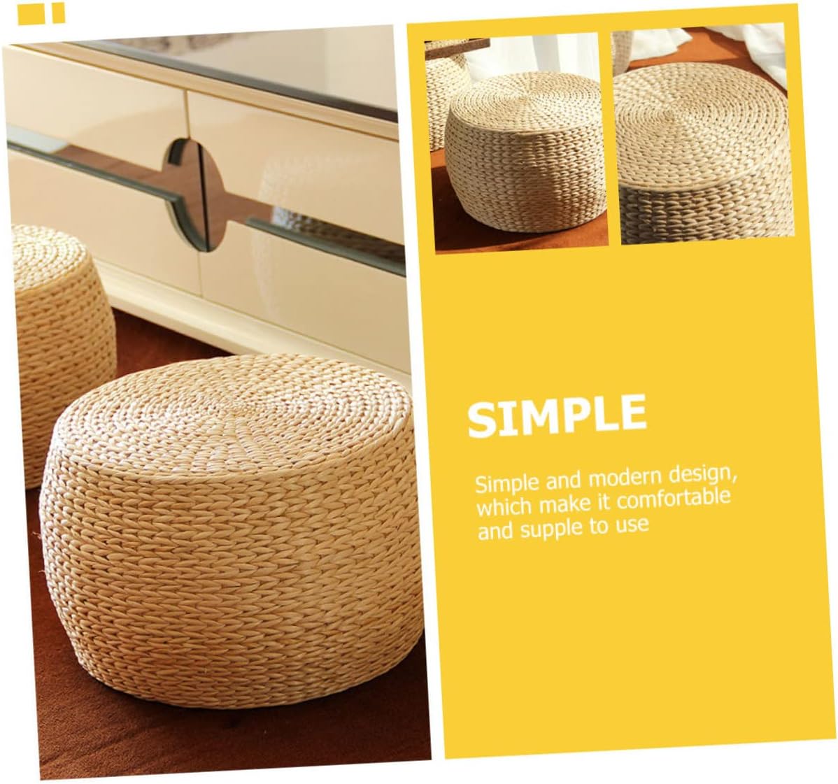 Gatuida Woven Footstool for Shoe Changing -Skid Design Modern Minimalist Entrance Stool Natural Material for Home Bathroom and Bedroom Use