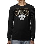 Junk Food Clothing x NFL - New Orleans Saints - Bold Logo - Unisex Adult Long Sleeve T-Shirt for Men and Women - Size Large