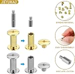 Chicago Screws and Extention Posts, 100 Pack Scrapbook Extension Screws, 2 Colors 4 Sizes Chicago Screws Kit, Replacement Album Extension Rod for Binding Scrapbook Photo Album