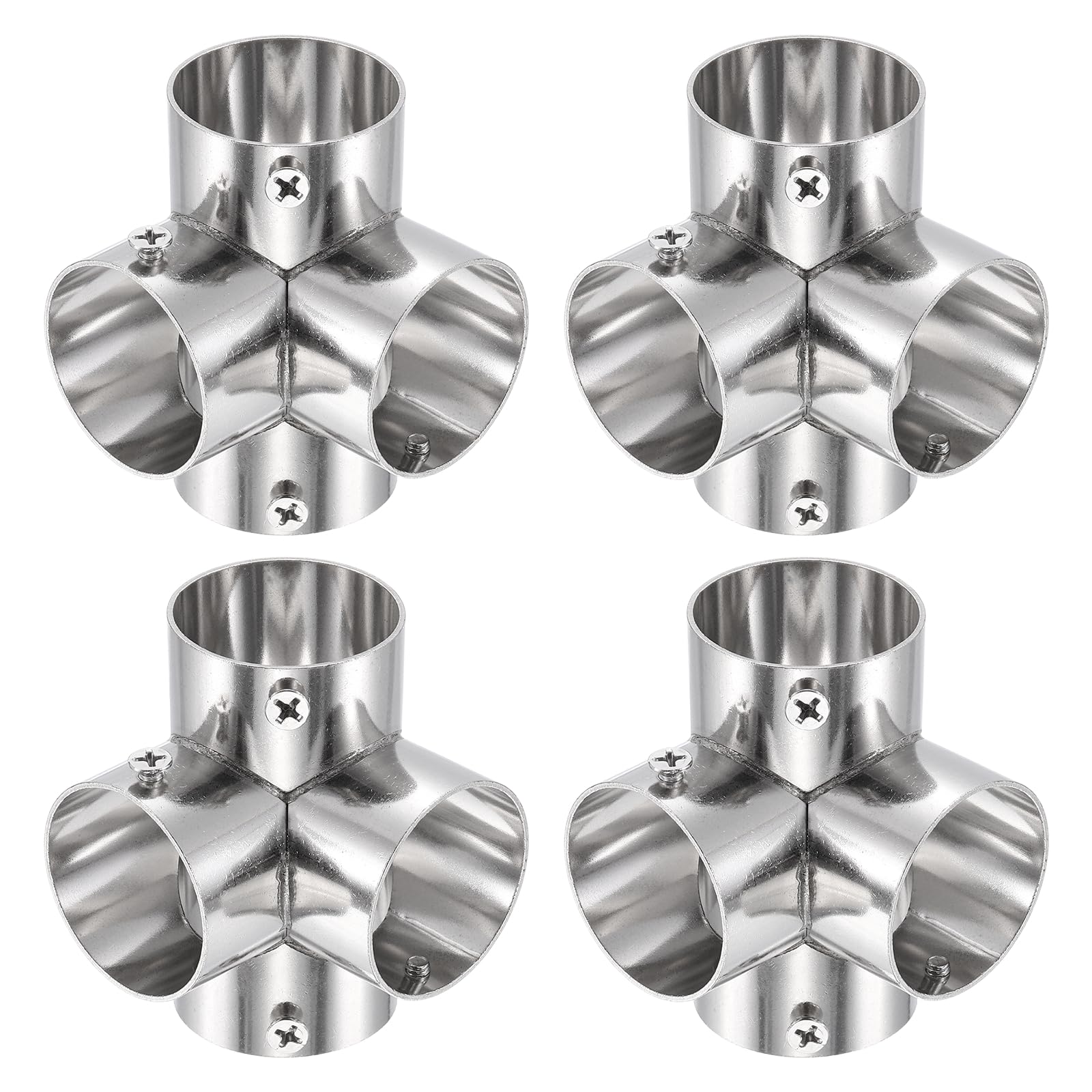 sourcing map 4Pcs 90 Degree 3-Way Tee Pipe Fitting, Fit 32mm OD Pipe Stainless Steel Structural Joint Pipe Connector Chain Link Fence Clamp for Fence Railing Handrail DIY