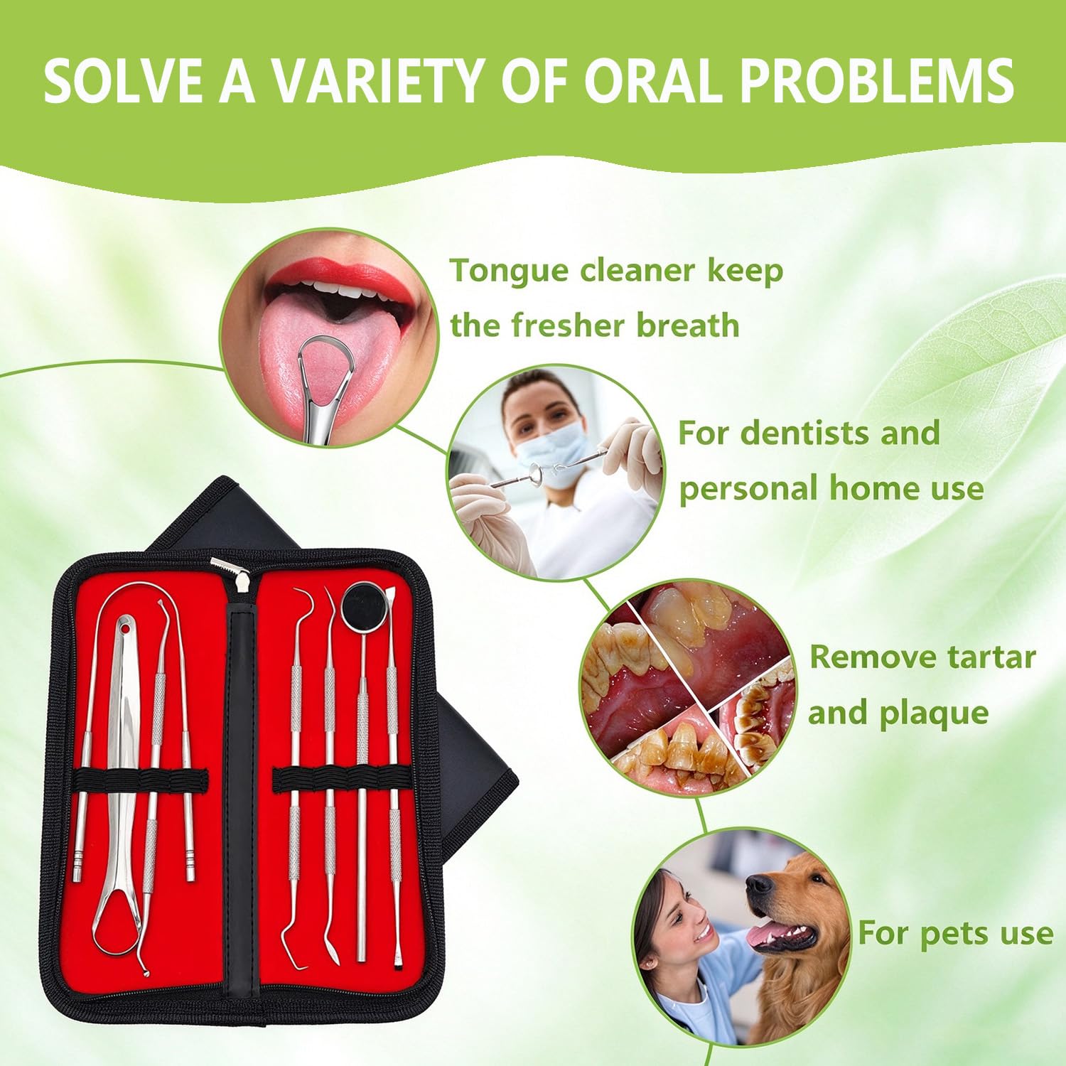 7-Piece Dental Cleaning Kit - Tongue Scraper & More -5