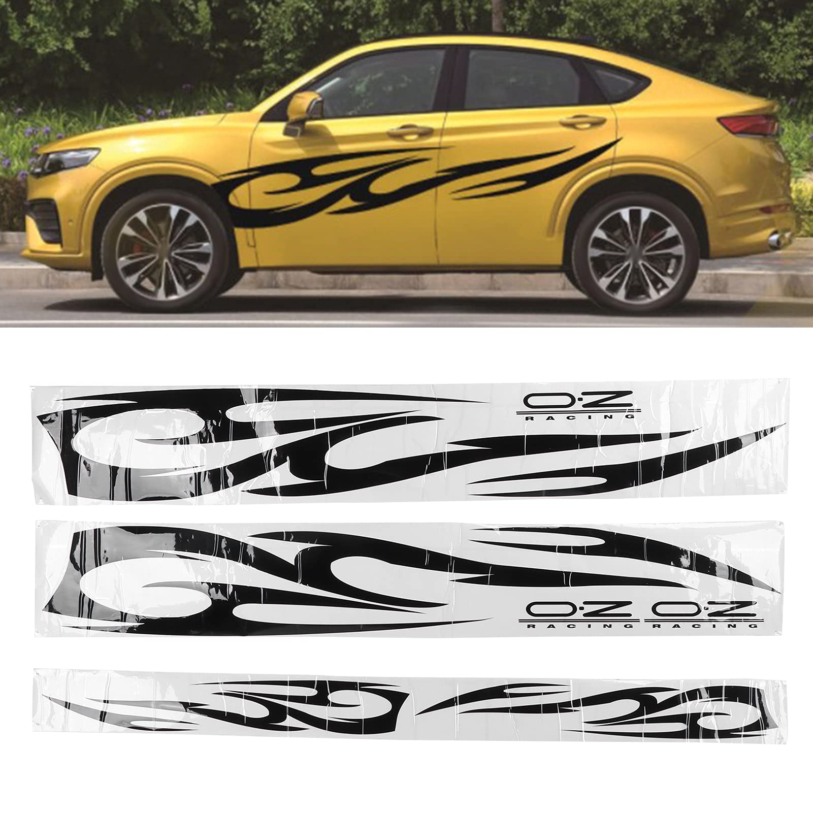 2 Autocollants Flamme Pour Voiture - 160x29 Cm En PVC Imperméable - Pour Capot, Côtés - Plusieurs Couleurs